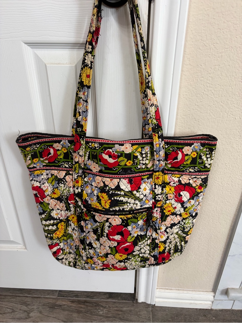 Vintage Vera Bradley Original Vera Tote Bag - Poppy Fields Pattern